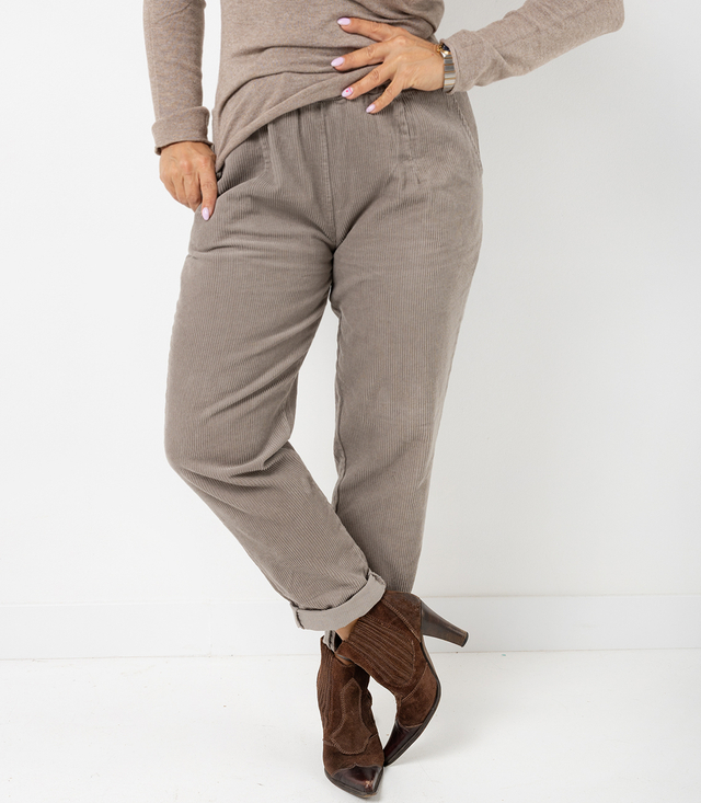 Corduroy chinos pants with belt WERA fango