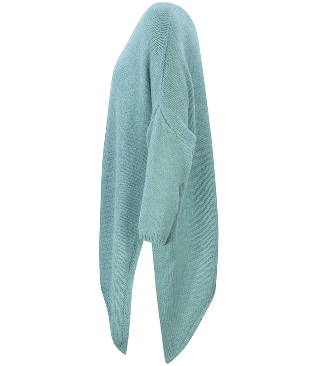 Warm asymmetric V-neck sweater with wool