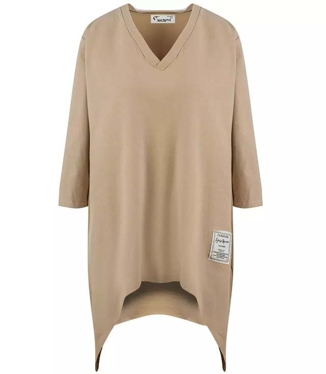 Oversize sweatshirt blouse with asymmetric bottom