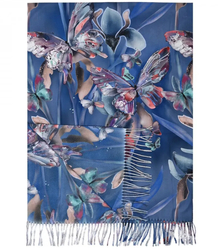 Szal szalik Chusta frędzle ciepły motyle miękki gładki 180x70 cm