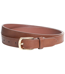 Smooth women's eco leather belt with gold buckle 2.3 cm