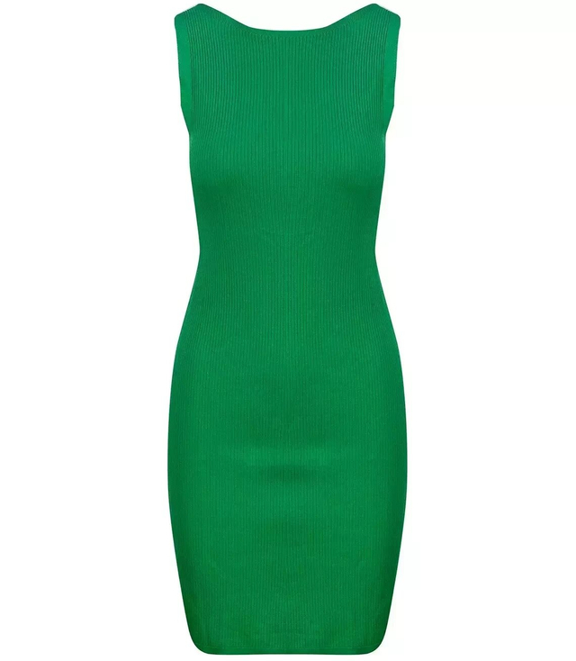 Fitted midi dress with an open back