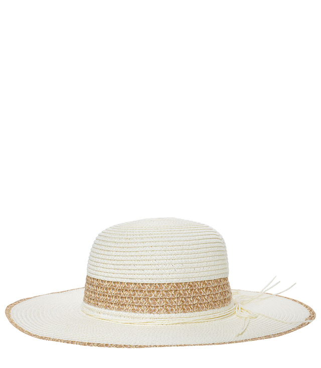 Women's gold thread straw hat with large brim