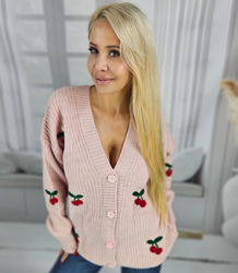 Warm and cozy women's sweater with cherries in autumn LARAMIE