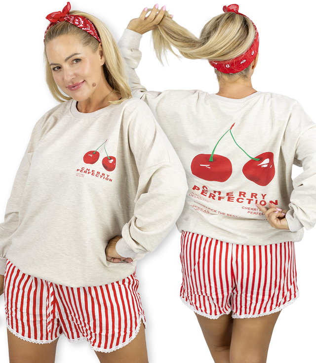  Women's oversize sweatshirt cherry print CHERRY PERFECTION