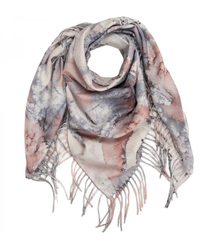 Women's scarf with watercolor pattern and tassels