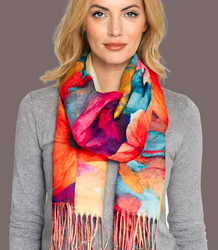 Square shawl scarf for women with tassels AGRAFKA