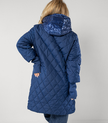 Long winter jacket with decorative hood LUNA