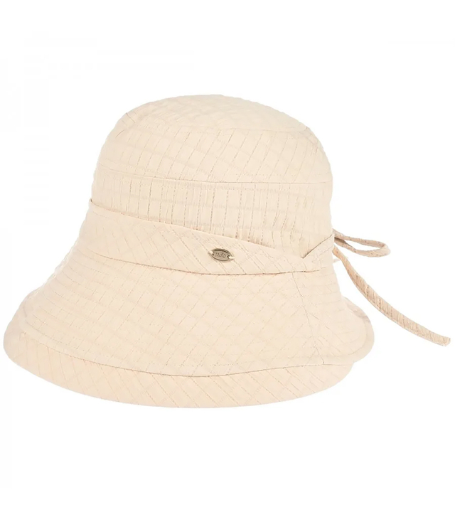 Kapelusz damski letni typu cloche z wiązaniem