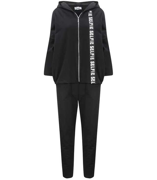 Tracksuit set pants sweatshirt with tape with inscriptions