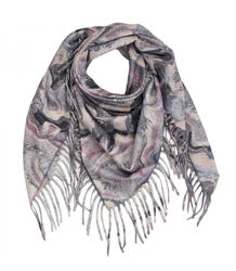 Wavy delicate pattern scarf with tassels