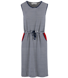 SUNNY nautical striped midi dress with a tie at the waist