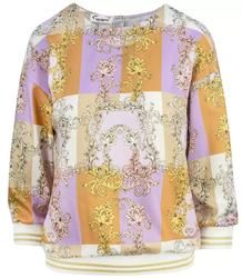 Loose blouse with a welt colorful print