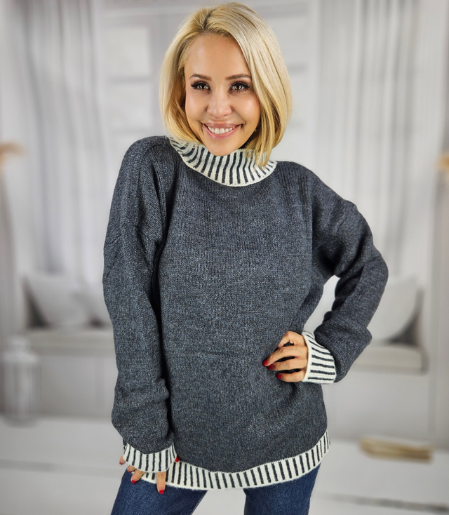 Warm and cozy women's striped sweater autumn winter KEIRA