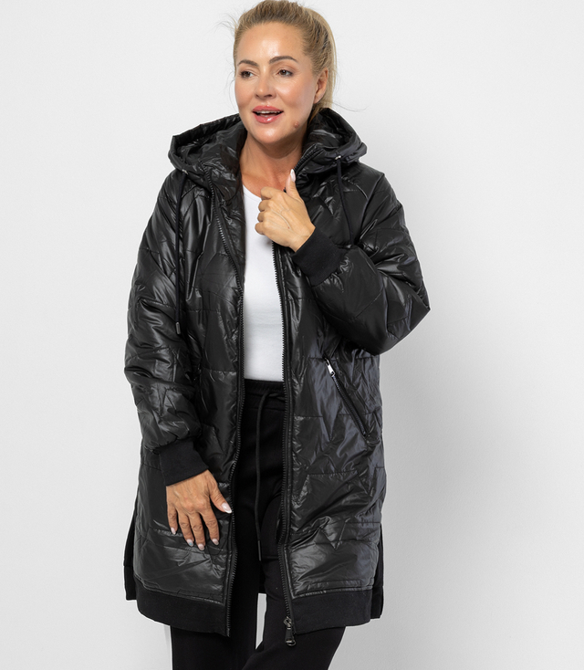 Long jacket with quilting and side slits ROMA
