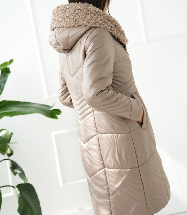 Long elegant quilted insulated women's winter coat MARIA