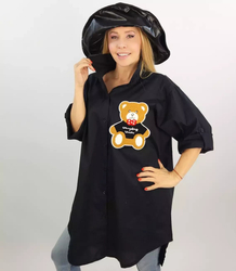 Long shirtdress shirt tunic with a teddy bear