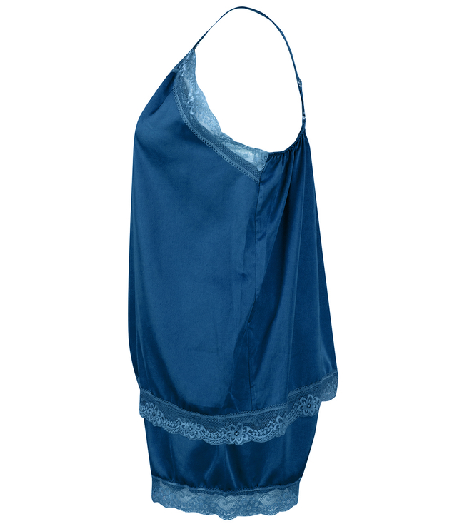 Satin pajama set with lace shorts top petticoat