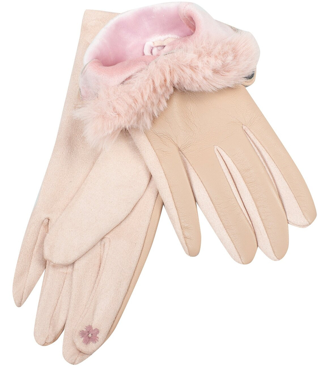 Women's gloves insulated with fur buttons Touch Five-fingered