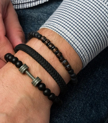 Set of men's bracelets natural stone