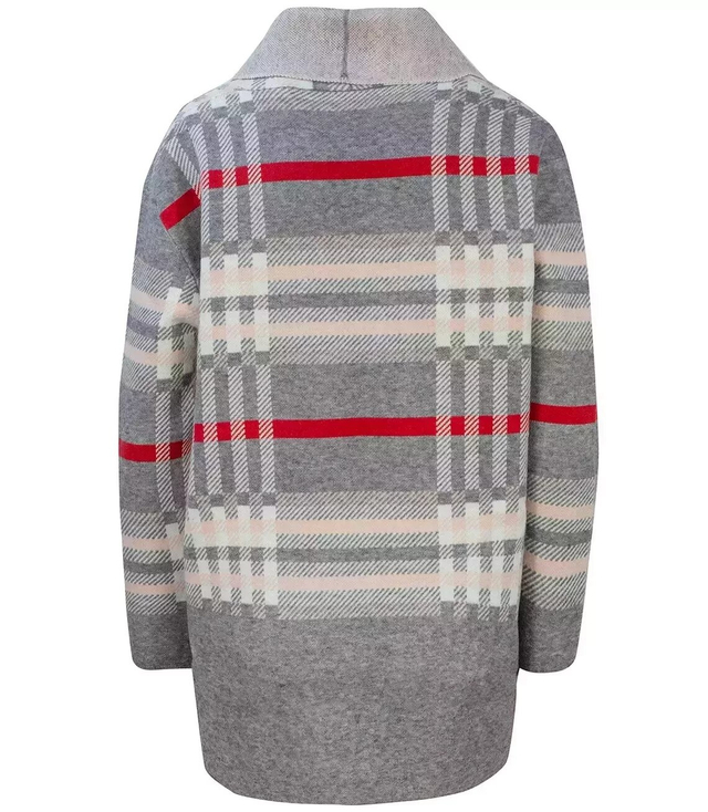 WARM Sweater. Checkered cardigan overlay