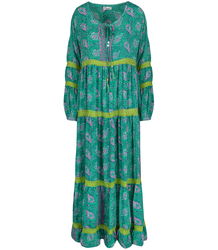 Long, airy ethnic dress with colorful patterns, MILANO silk