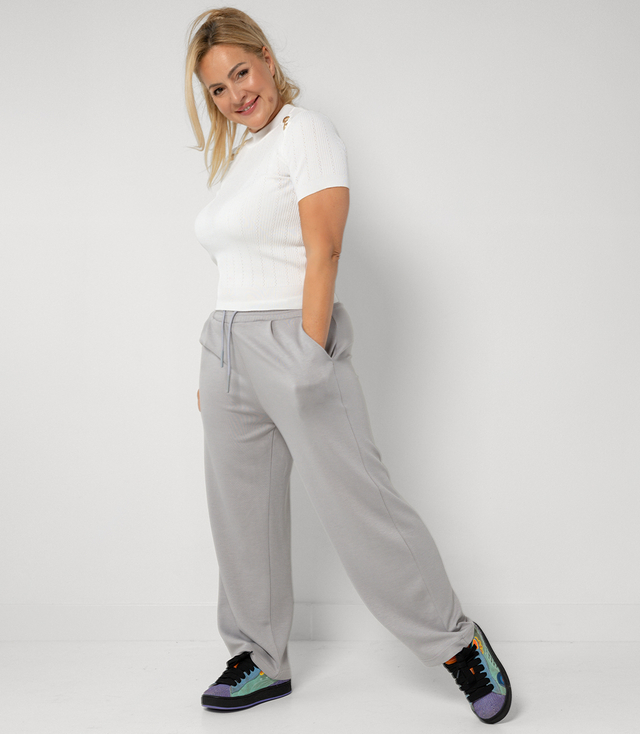 Comfortable sweatpants made of soft material with white insert at the waist LUNA