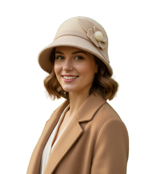 Women's hat cloche patch flower