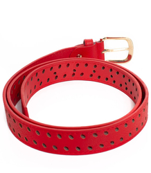 Women's eco leather belt with decorative holes 3 cm