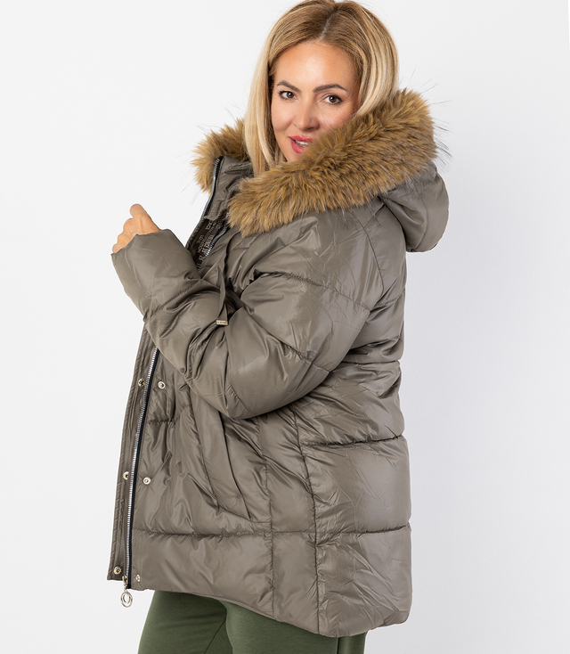 Warm winter jacket with fur hood URBAN EXPLORER