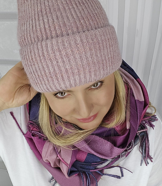 Ciepła czapka damska BEANIE zimowa jesienna jednokolorowa