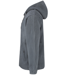 Men's warm fleece with hood and three pockets single color