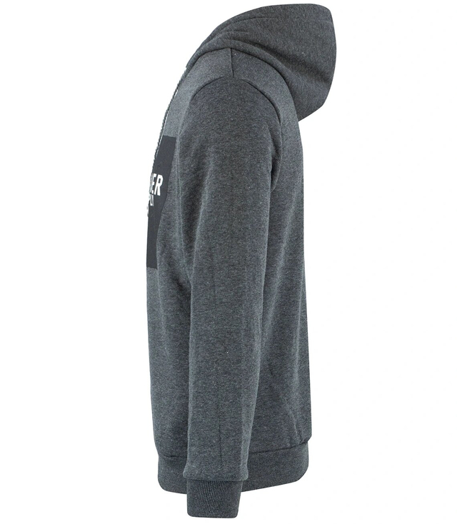 Men's warm, thick sweatshirt with a hood and a print