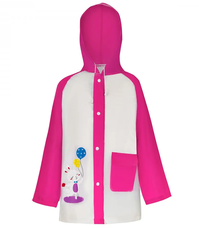 Children's raincoat white with colorful inserts