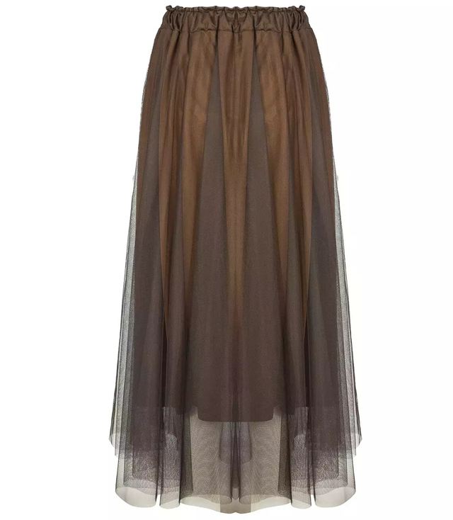 Long 2-layer skirt with tulle elastic striking MAXI