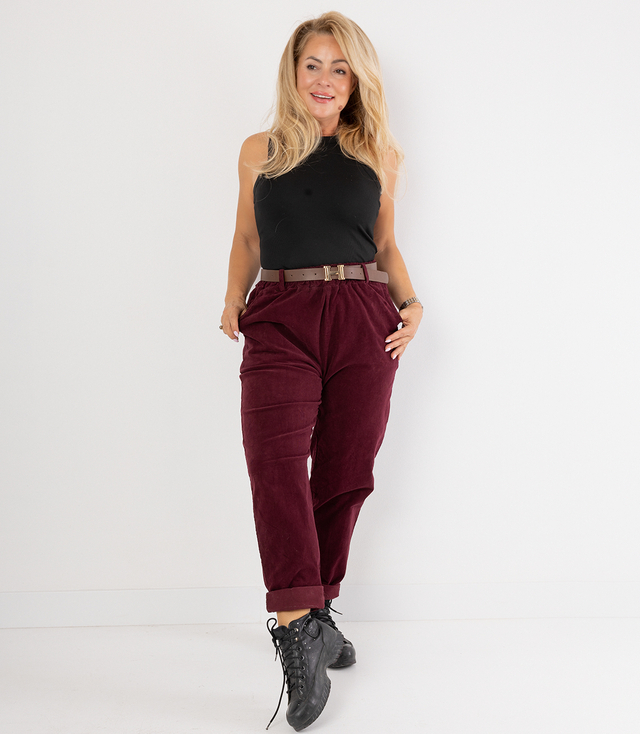 Corduroy chinos pants with belt CITY SOFT