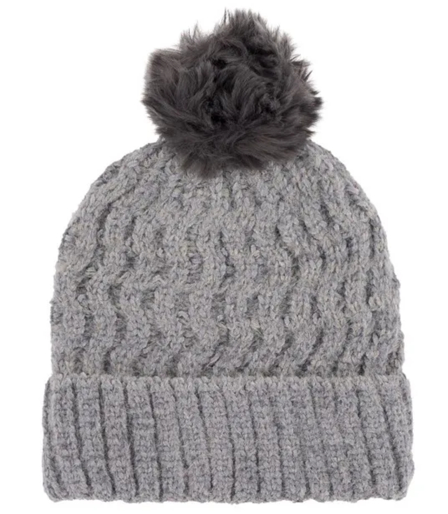 Warm women's beanie with pompom wave weave autumn winter hat 