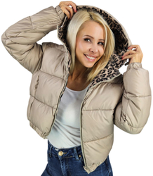 Short reversible leopard bomber jacket Warm Autumn Winter BELLA