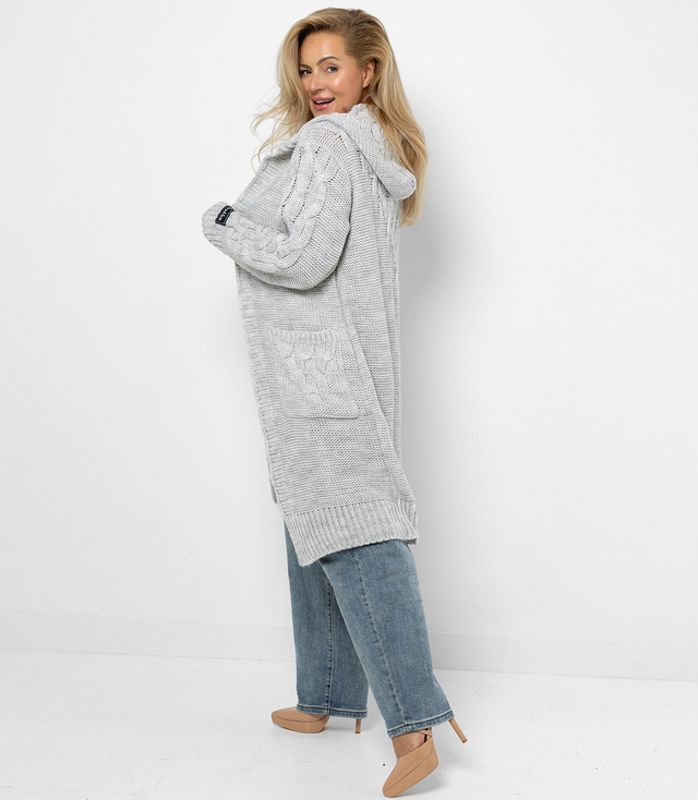 Cardigan Long Chunky Braid Wool Sweater