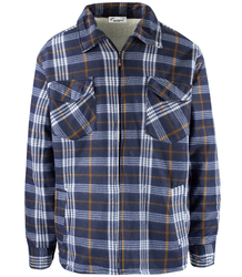 Warm fleece checked men's shirt insulated with faux fur