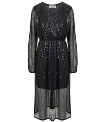 Airy wrap maxi sequin dress