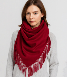 One-color shawl shlik scarf with fringe GRACE
