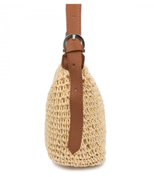 Boho raffia handbag with adjustable, thicker strap
