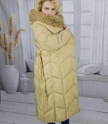 Long quilted winter warm coat with hood KELLY