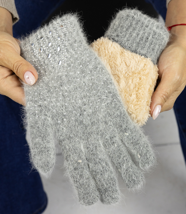 Women's elegant gloves with zircons