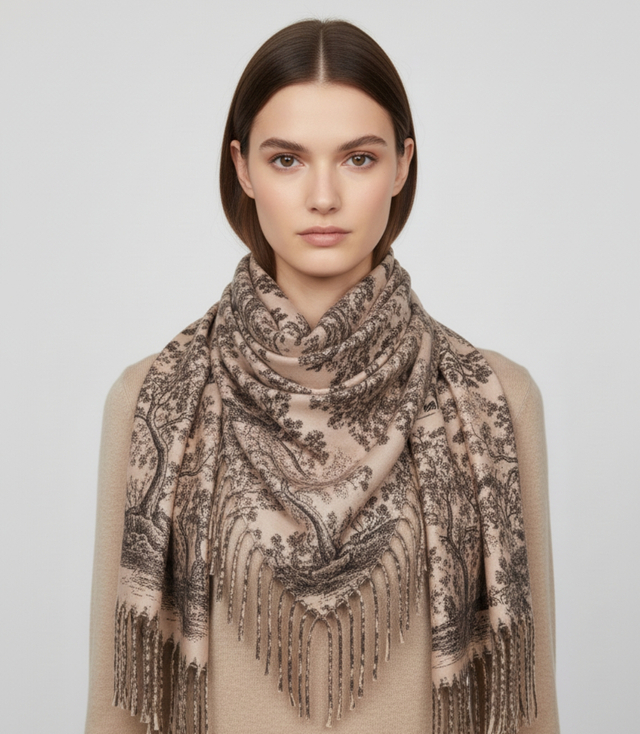 Fashionable scarf panther scarf elegant scarf with tassels