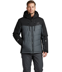 Men's quilted jacket with hood winter two-tone jacket