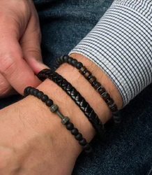 Set of men's bracelets natural stone