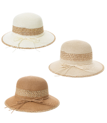 Women's straw hat chapeau-cloche gold thread