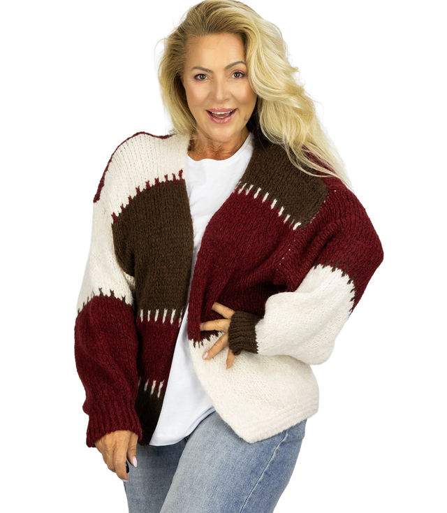 Short cardigan sweater unbuttoned wide stripes VALENTINA